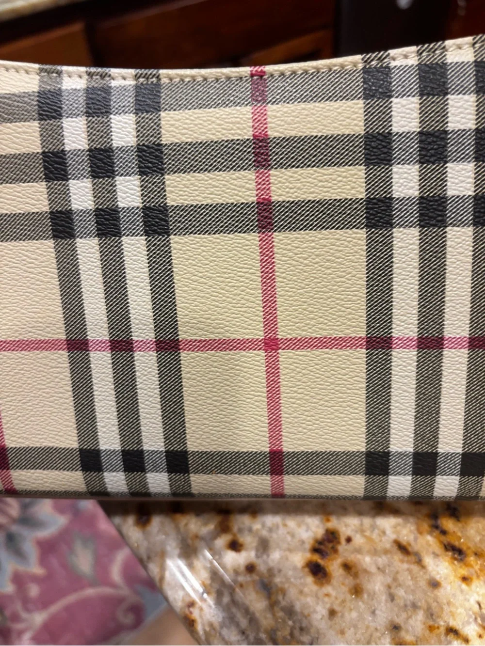 Women's Beige Plaid Shoulder Bag - Classic Check Design